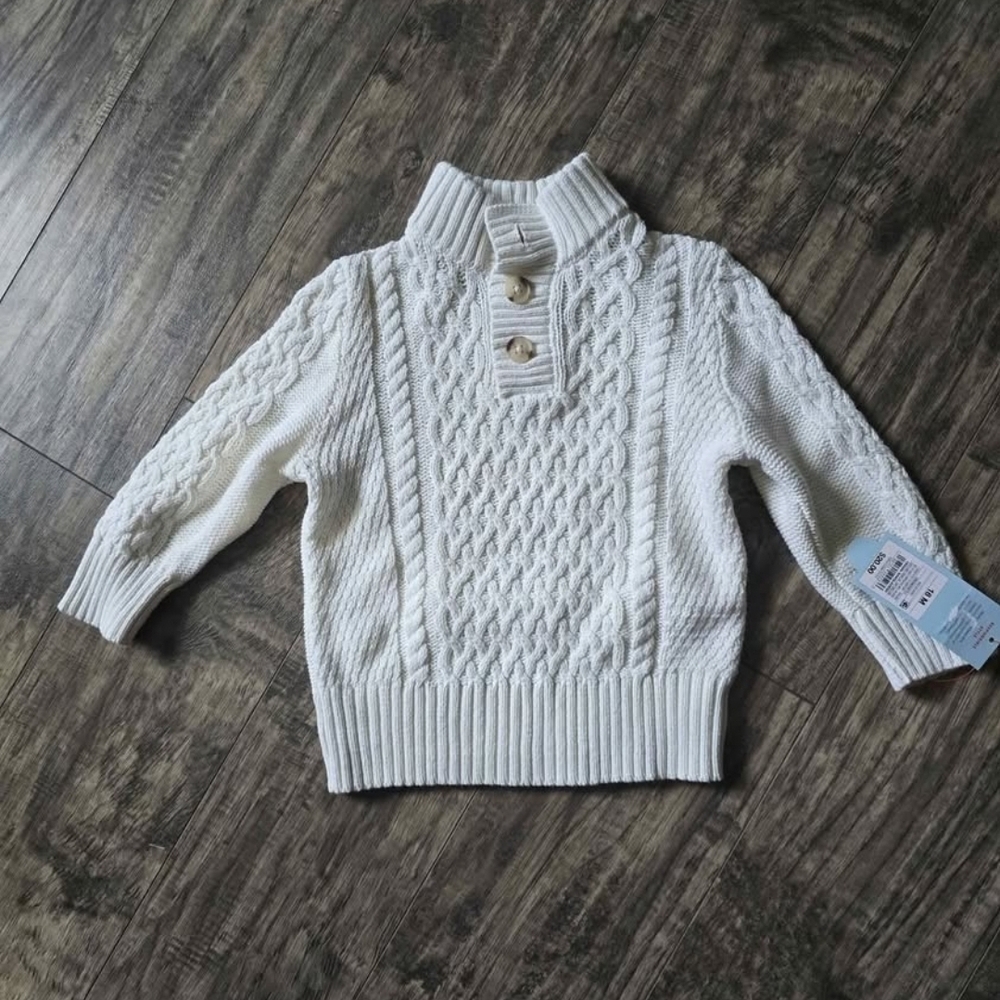 Cat & Jack Cream Cowl Neck Sweater